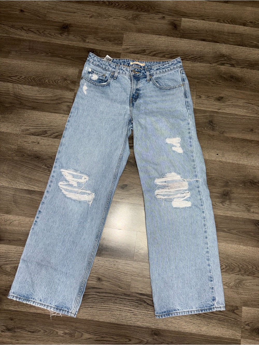 Levi's Light Blue Distressed Straight Leg Jeans